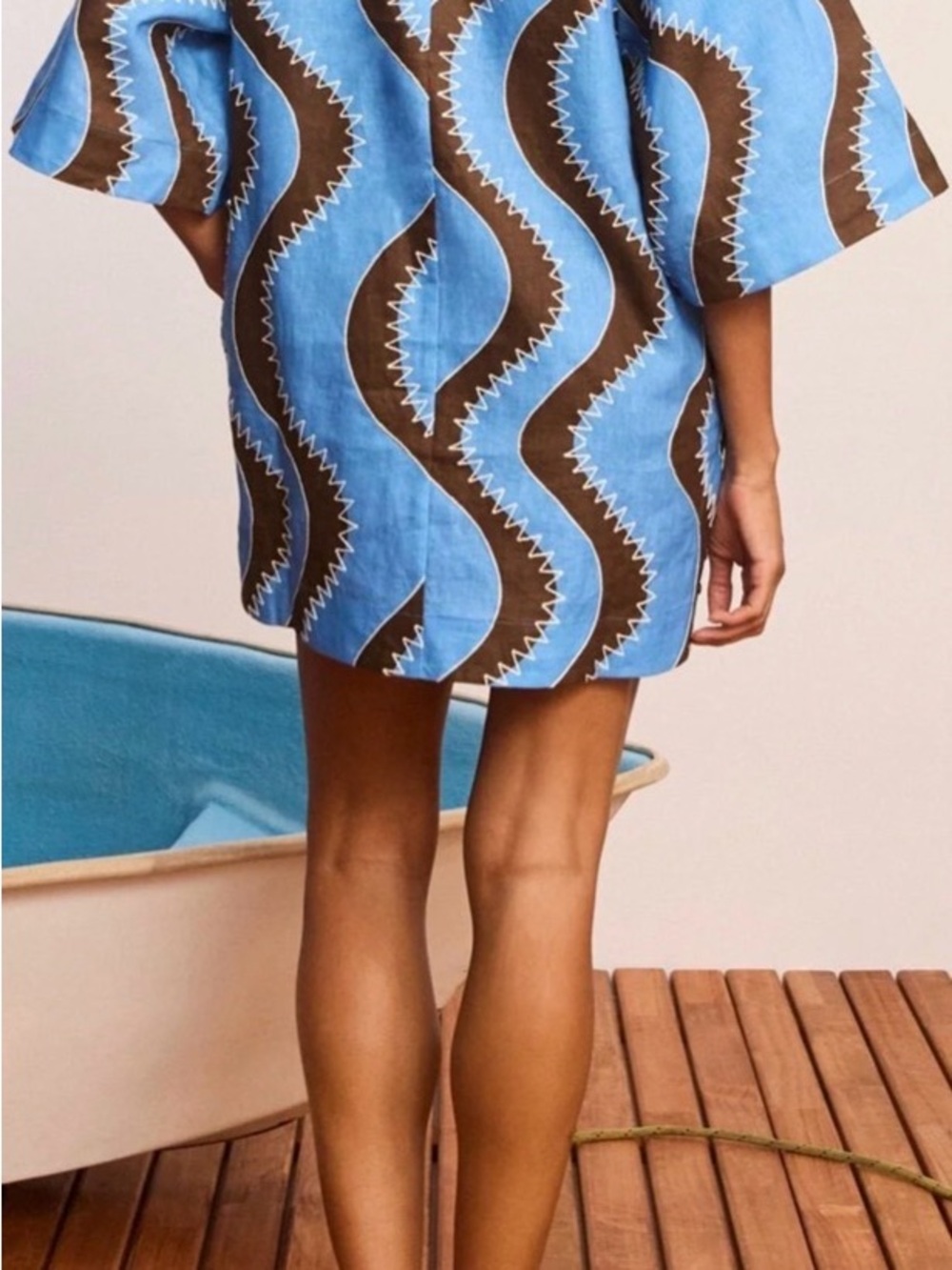 Alemais Blue & Brown Wave Tie-Front Tunic - Picture 3 of 3